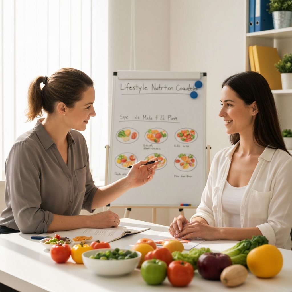 Lifestyle nutrition consultant discussing meal planning