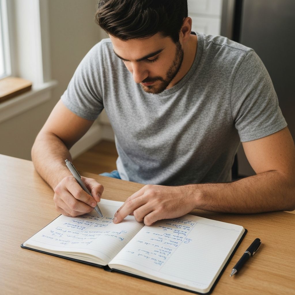 Person planning grocery shopping list